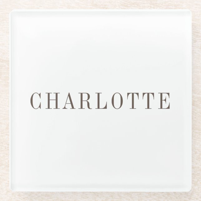 Minimalist Elegant Classical Professional Name Glass Coaster (Front)