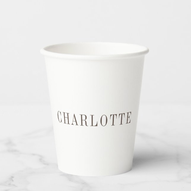 Minimalist Elegant Classical Professional Name Paper Cups (Front)
