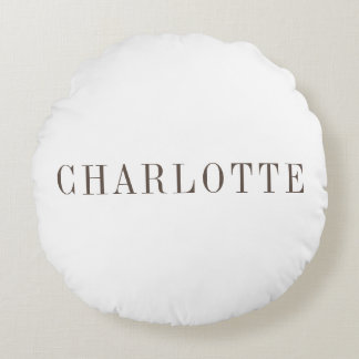 Minimalist Elegant Classical Professional Name Round Cushion
