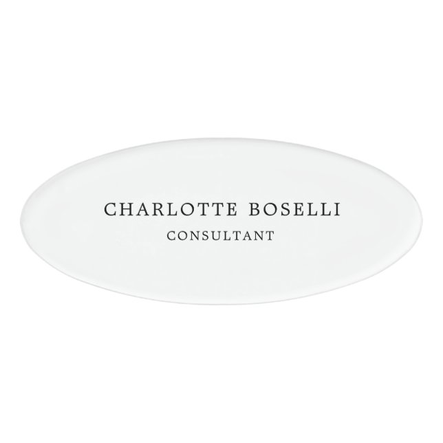 Minimalist Elegant Classical Professional Name Tag (Front)