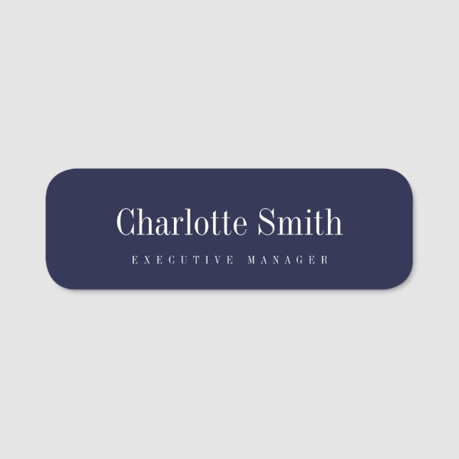 Minimalist Elegant Classical Professional Name Tag (Front)
