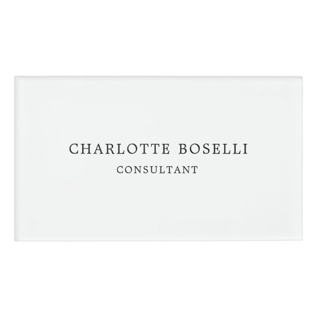 Minimalist Elegant Classical Professional Name Tag (Front)