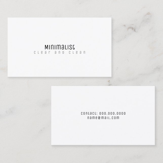 minimalist elegant clean & clear white business card (Front/Back)