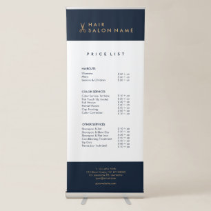 Minimalist Elegant Clean Gold Scissors Hair Salon Retractable Banner