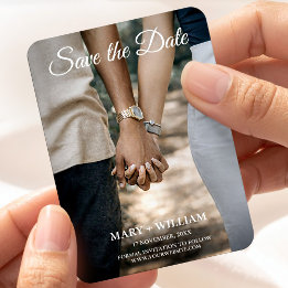 Minimalist Elegant Couple Photo Save The Date  Magnet
