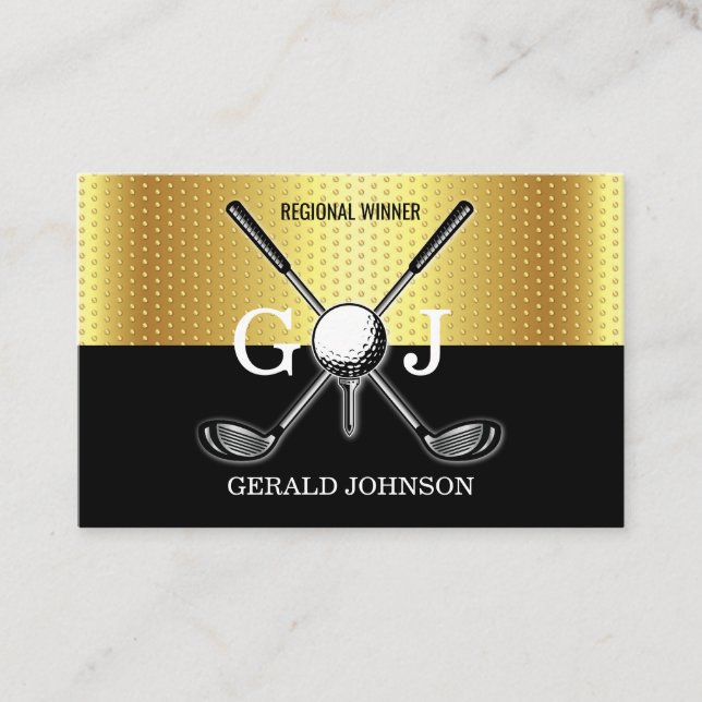 Minimalist Elegant Custom Golf Monogram Design Business Card (Front)