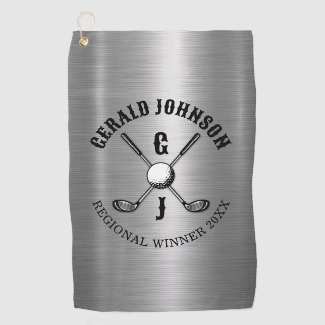 Minimalist Elegant Custom Golf Monogram Design Golf Towel (Front)