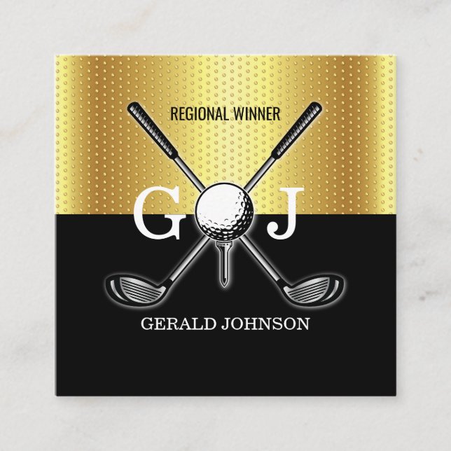 Minimalist Elegant Custom Golf Monogram Design Squ Square Business Card (Front)