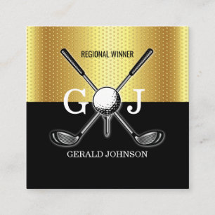 Minimalist Elegant Custom Golf Monogram Design Square Business Card