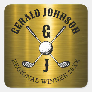 Minimalist Elegant Custom Golf Monogram Square Sticker