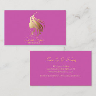 Minimalist Elegant Dark Gold Hairstylist Business Card