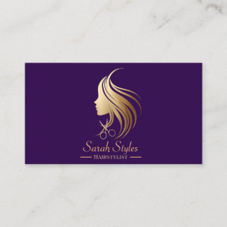 Minimalist Elegant Dark Gold Hairstylist Business Card