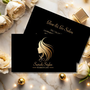 Minimalist Elegant Dark Gold Hairstylist Business Card