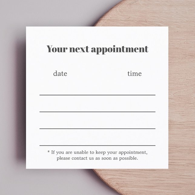 Minimalist Elegant Dark Grey White  Appointment Card (Creator Uploaded)