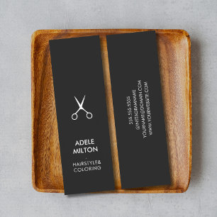 Minimalist Elegant Dark Grey White Hairstylist Mini Business Card