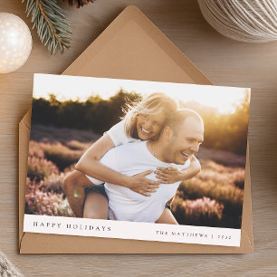 Minimalist Elegant Dark Purple Christmas Photo Holiday Card