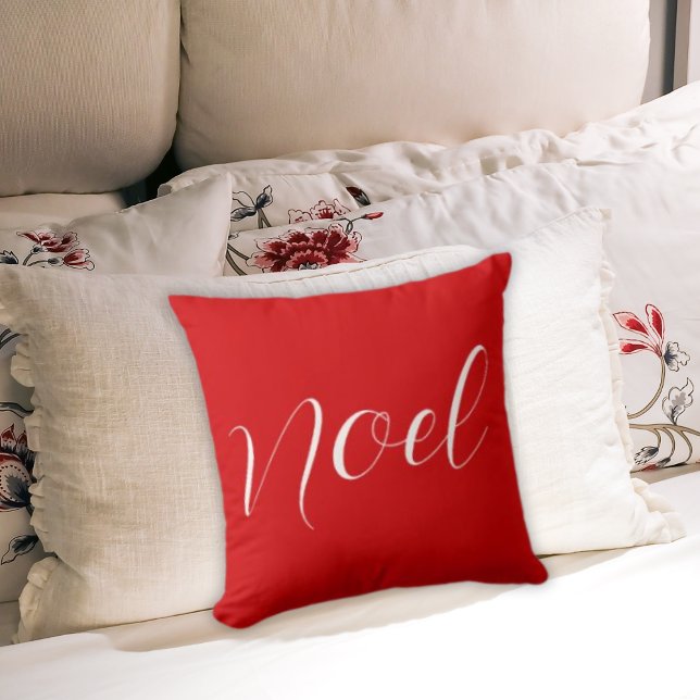 Minimalist Elegant Dark Red Plain Noel Christmas Cushion (Creator Uploaded)