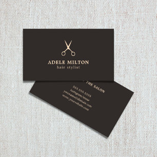 Minimalist Elegant Dark Rose Scissors Hairstylist Business Card