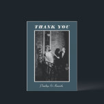 Minimalist Elegant Dark Teal Wedding Custom Photo Thank You Card<br><div class="desc">Minimalist Modern Elegant Dark Teal Wedding Custom Thank You Card with Photo</div>