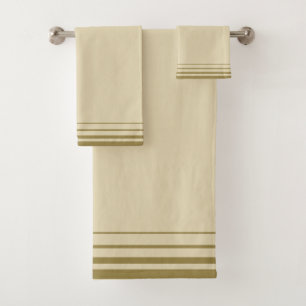 Minimalist Elegant Decorative Lines on Light Beige Bath Towel Set