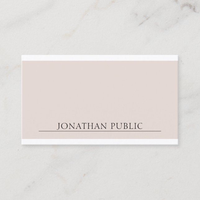 Minimalist Elegant Design Beige Brown Plain Trendy Business Card (Front)