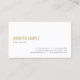 Minimalist Elegant Design Gold White Plain Trendy Business Card
