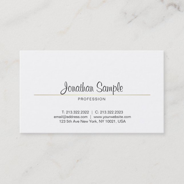 Minimalist Elegant Design Luxury Calligraphy Plain Business Card (Front)