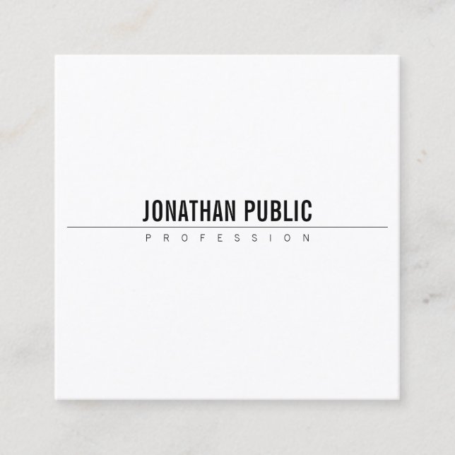 Minimalist Elegant Design Modern B&W Plain Simple Square Business Card (Front)