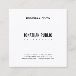 Minimalist Elegant Design Modern BW Smart Plain Square Business Card