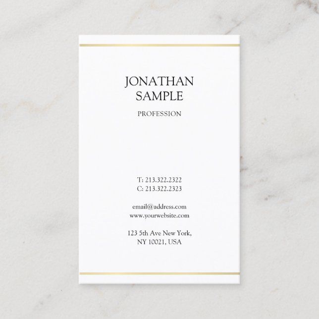 Minimalist Elegant Design Modern Gold Look Trendy Business Card (Front)