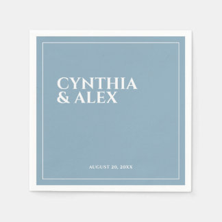 Minimalist Elegant Dusty Blue Wedding  Napkin