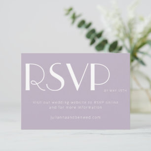 Minimalist Elegant Dusty Lilac Deco Wedding Online RSVP Card