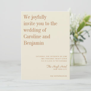 Minimalist Elegant Dusty Rust Cream Modern Wedding Invitation