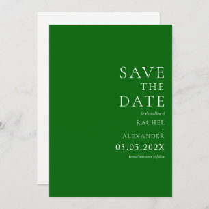 Minimalist Elegant Emerald Green  Save The Date
