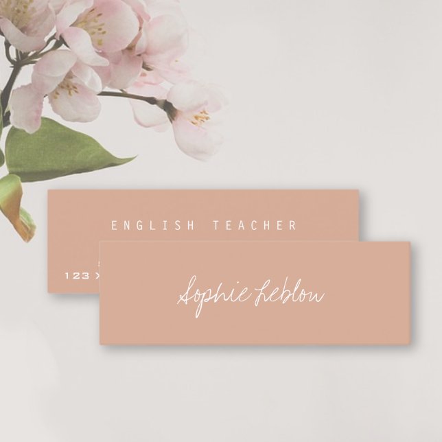 Minimalist Elegant English Teacher Dusty Rose Mini Business Card (Creator Uploaded)