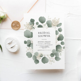 Minimalist Elegant Eucalyptus Bridal Shower Invitation