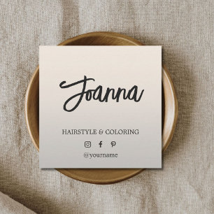 Minimalist Elegant Faux Metal Bold Hairdresser  Square Business Card