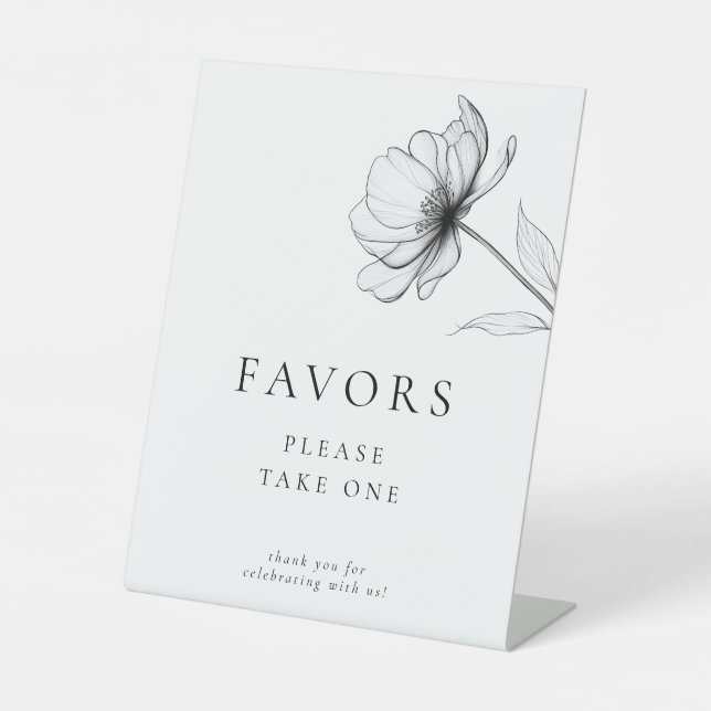 Minimalist Elegant Floral Favours Pedestal Sign (Front)