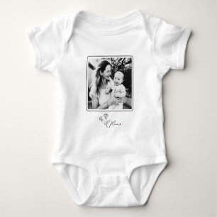 Minimalist Elegant Floral Mum  Baby Bodysuit