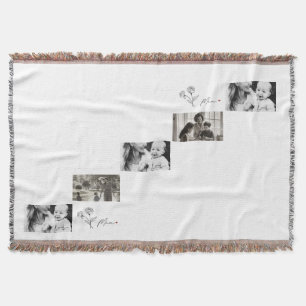 Minimalist Elegant Floral Mum Gift Throw Blanket