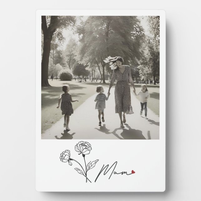 Minimalist Elegant Floral Mum  Plaque (Front)