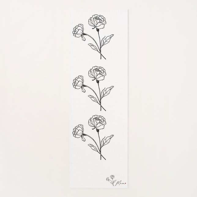 Minimalist Elegant Floral Mum  Yoga Mat (Front)