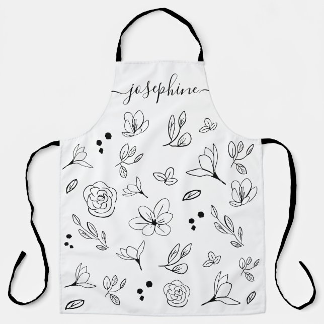 Minimalist Elegant floral Personalised Apron (Front)