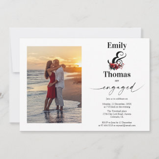Minimalist elegant floral wedding engagement invitation