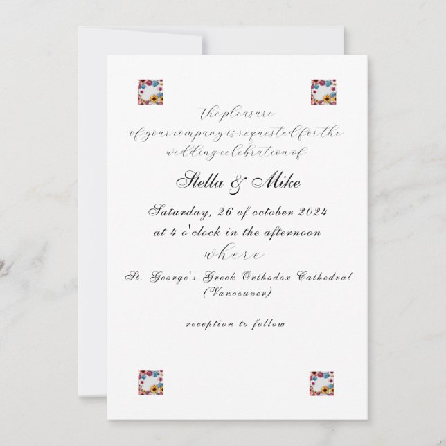 Minimalist Elegant Floral Wedding Invitation (Front)