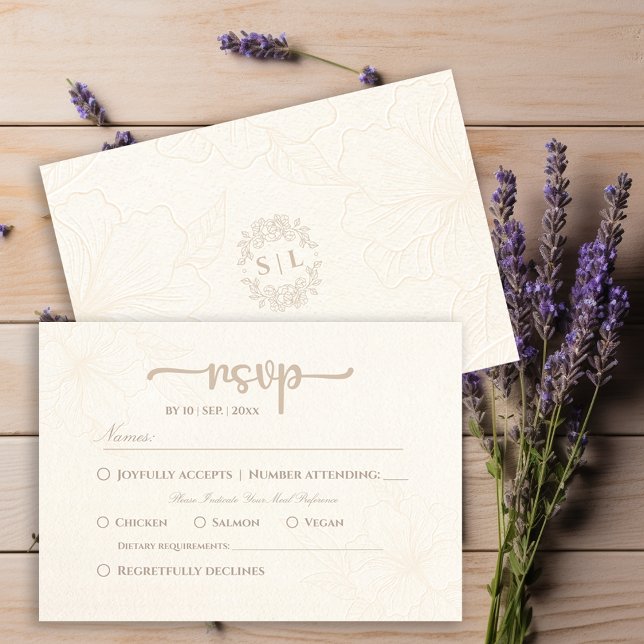 Minimalist Elegant Floral Wedding RSVP Card (Creator Uploaded)