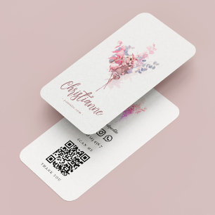 Minimalist Elegant Florist Qr Code Business Card