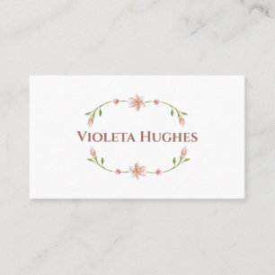 Minimalist Elegant Flower Floral Soft Pink Blossom Business Card