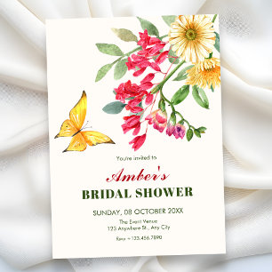 Minimalist elegant flowers bloom bridal shower invitation