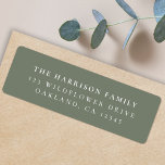 Minimalist Elegant Forest Green Return Address<br><div class="desc">A stylish minimal return address label with classic typography in black on a clean simple minimalist grayish forest green background. The text can be easily customised for a personal touch. A simple,  minimalist and contemporary design to stand out from the crowd!</div>